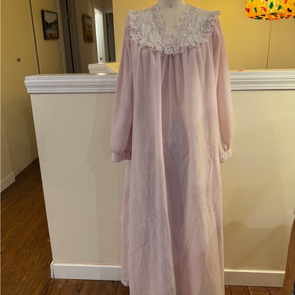 Elegant Pink Lace-Trimmed Nightgown